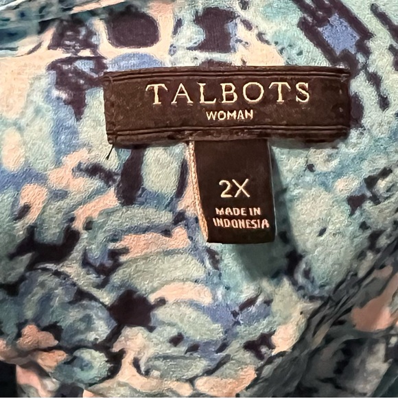 Talbots Teal and White Paisley Blouse - Picture 6 of 6